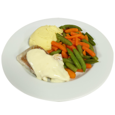 Koolvisfilet gepocheerd Hollandaisesaus wortelen met peultjes aardappelpuree  (natrium/zoutarm)